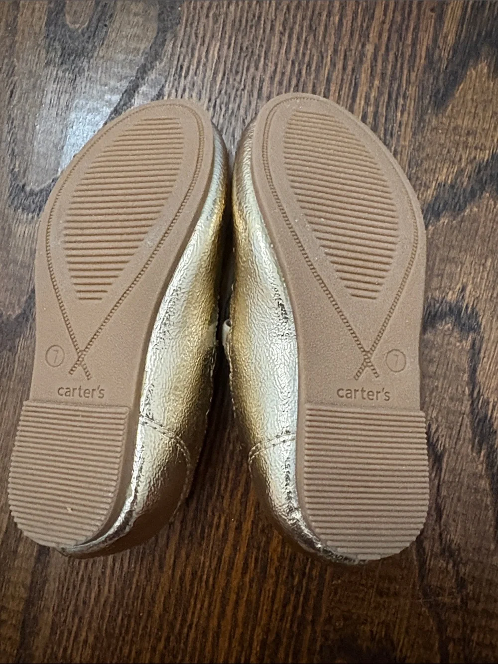 Carter's Metallic Gold Toddler Mary Jane Flats with Pink Insole